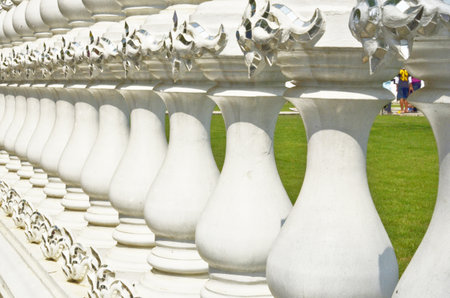 Poles of the wall of Thai templeの写真素材