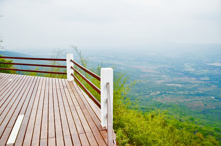 Wood balcony on the mountain