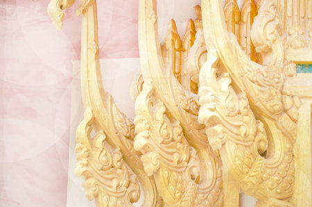 Thai architecture of big naga at the templeの写真素材