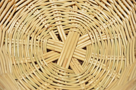 Yellow rattan woven patternの写真素材