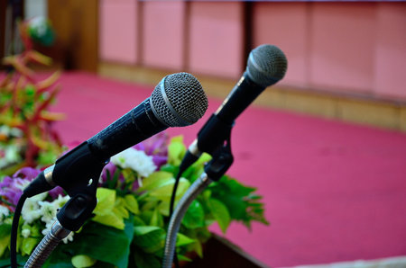 Double microphone at the podium