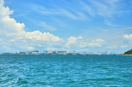 Pattaya town under white cloudy skyの写真素材