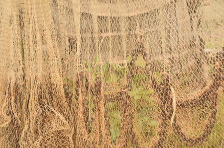  Old mesh with iron chains for fishing