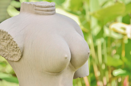 Beautiful bosom on stone sculptureの写真素材