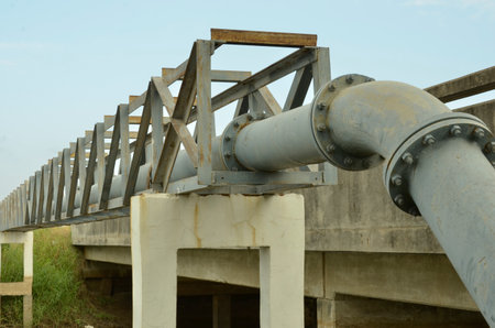  Big iron plumbing with proof cageの写真素材