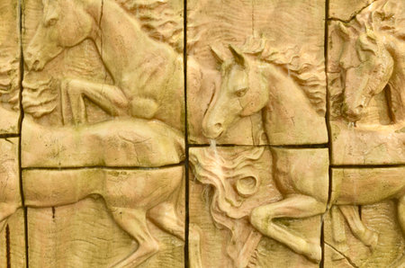 Water stream from running horse mouthの写真素材