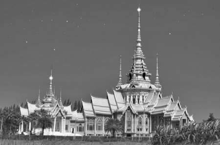Black and white beautiful templeの写真素材