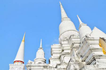 White pagodas and blue skyの写真素材