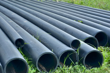 Big rubber drains with grass