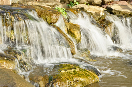  Fresh waterfall on the rock cliffの写真素材