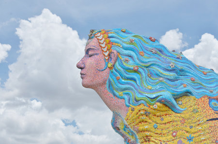 Beautitiful ceramic pieace woman sculptureの写真素材