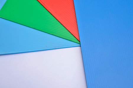 Color plastic board and white paperの写真素材