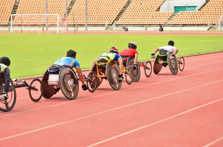 Wheel chair sport practice in a stadiumのeditorial素材