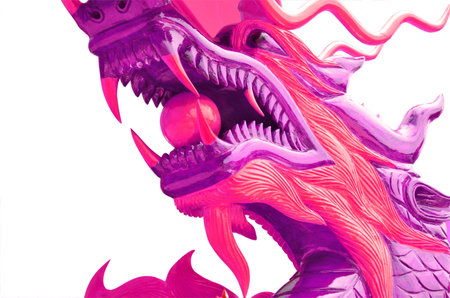 Violet dragon on white backgroundの写真素材