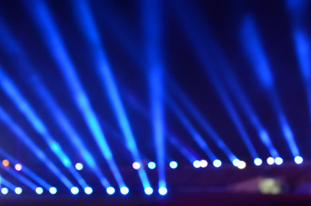 Blur blue sport light in a stadiumの写真素材