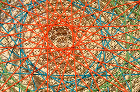 Rope woven on bamboo wovenの写真素材