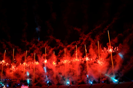 Beautiful light of fire cracker booms
