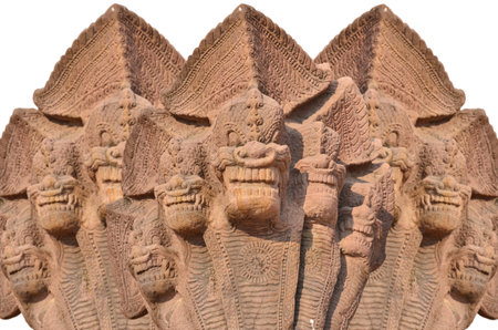 Three sand stone sculptures on whiteの写真素材