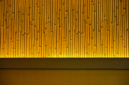 Background light with bamboo pattern wallの写真素材