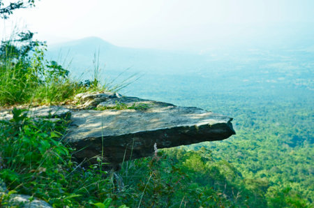 Thin slab over deep valleyの写真素材