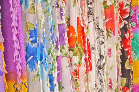 Beautiful color and pattern of hanging clothesの写真素材