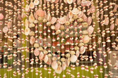 Beautiful shell heart mobileの写真素材