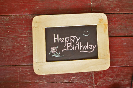 Happy birthday massage on blackboardの写真素材