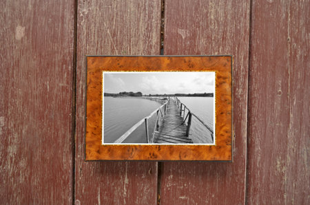 Old wood bridge picture on the wall