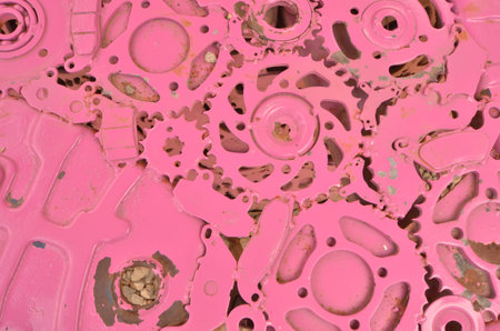 Pink pattern of linked hermetical machine scrap