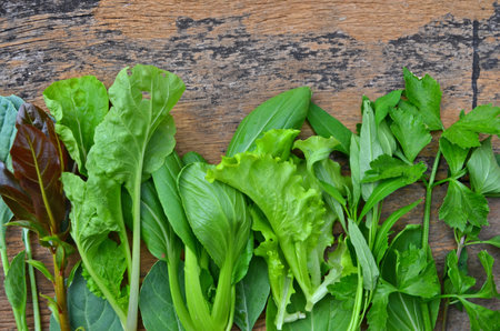 Fresh vegetable group on old wood board