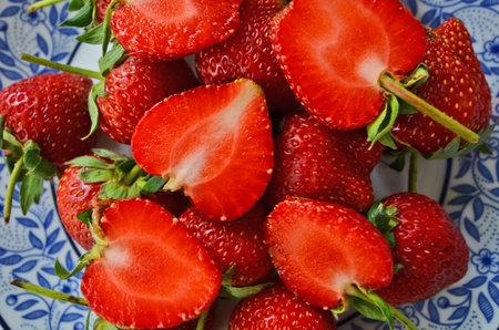 Fresh red inside strawberry top view