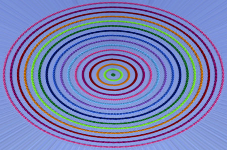 Beautiful color circles on blue line backgroundの写真素材