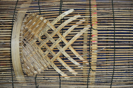 Beautiful pattern of woven bamboo basketの写真素材