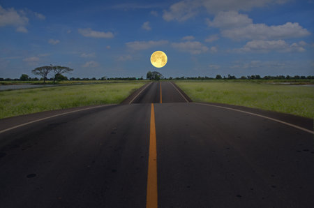 Romantic full evening in the countrysideの写真素材