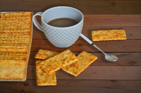 Yummy biscuits and coffee for morning meal