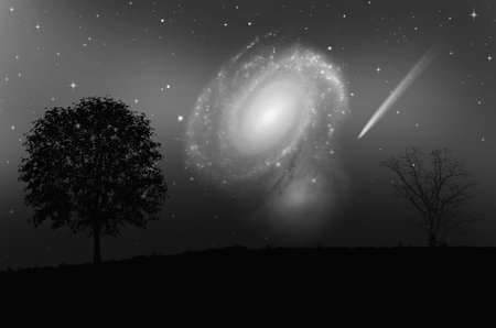 Beautiful milky way with bright stars in the winter night