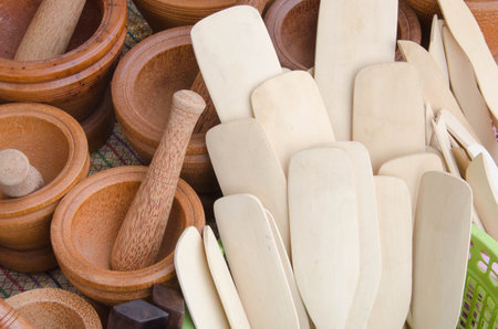 Wooden paddles and mortars with flails