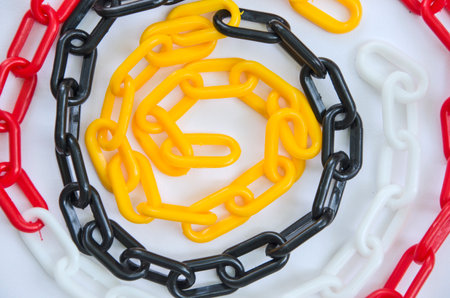 Spiral pattern of colored chain top viewの写真素材