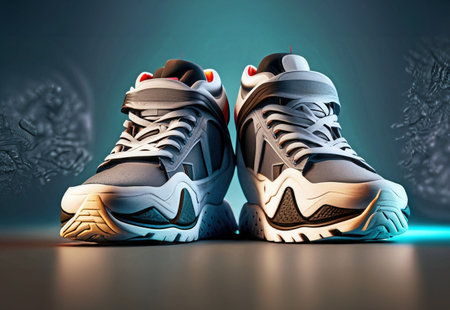 Best design of harmingly beautiful new modern sneakers for future men, AI generatedの素材