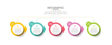 Flat circular diagram infographic  business background  template colorfulのイラスト素材