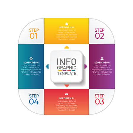 Infographic business icon template design with 4 stepのイラスト素材