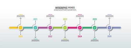 Presentation timeline business infographic design template with 7 stepのイラスト素材