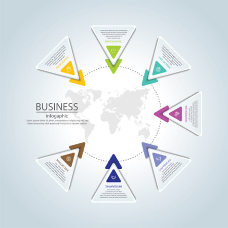 Vector infographic business design template with 7 stepのイラスト素材