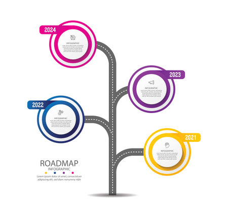 Infographic roadmap vector design business icons template 4 stepのイラスト素材