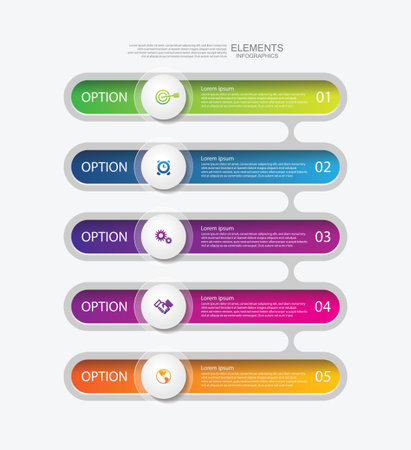 Gradient design circular infographic business for abstract background with 5 stepのイラスト素材