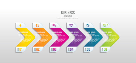 Gradient design infographic business for abstract background with 6 stepのイラスト素材
