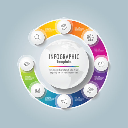 Gradient design circular infographic business with 8 stepの写真素材