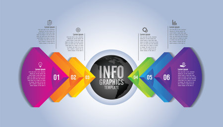 Gradient design circular infographic business for abstract background with 6 stepのイラスト素材