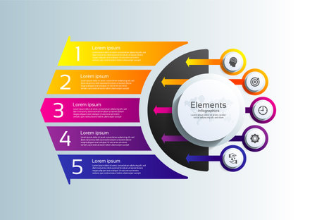 Infographic vector design business template with 5 optionのイラスト素材
