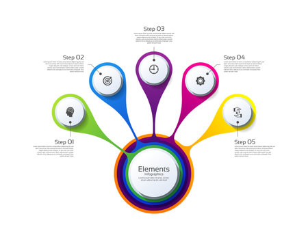 Infographic vector design business template with 5 optionのイラスト素材